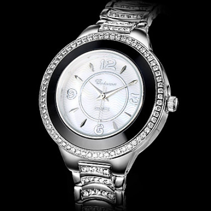 Серебряные женские Сталь Diamond Dial Аналоговые кварцевые наручные часы (разных цветов)