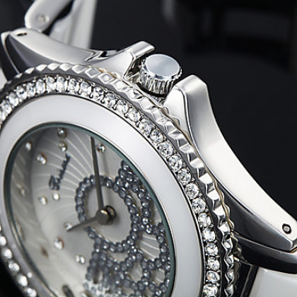 Серебряные женские Циферблат Белый керамический ремешок аналоговые кварцевые наручные часы (разных цветов)