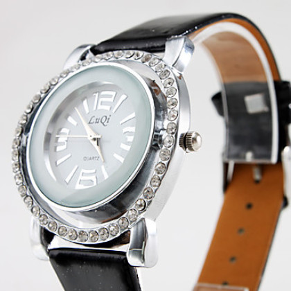 серебряный женский корпус часов стиль полый Кожа PU аналоговые кварцевые наручные часы (разных цветов)