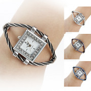 серебряный женский корпус часов стиль стали аналоговые кварцевые часы браслет (разных цветов)