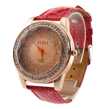 Shinning женский дизайн PU аналоговые кварцевые наручные часы моды (разных цветов)
