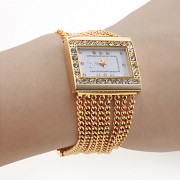 шт женское движение золотым поясом белый браслет часов циферблат с czechic украшения бриллиант