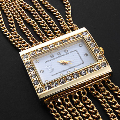 шт женское движение золотым поясом белый браслет часов циферблат с czechic украшения бриллиант