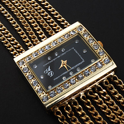шт женское движение золотым поясом черные часы браслет циферблат с czechic украшения бриллиант