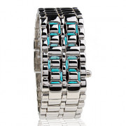 синий светодиодный цифровой лавы стиле железа наручные часы серебристые