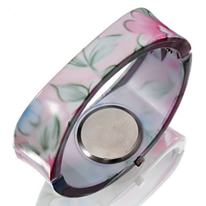 Сплав Женские аналоговые кварцевые часы браслет с цветком (Multi-Colored)