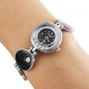Сталь Женские аналоговые кварцевые часы браслет (черный)