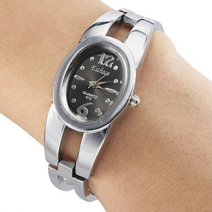 Сталь Женские аналоговые кварцевые часы браслет (серебро)