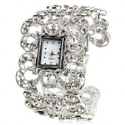 старинные сплава женщин стиль аналоговые кварцевые часы браслет (серебро)