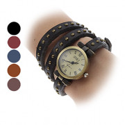 Стильные аналоговые кварцевые часы-браслет унисекс с ремешком из кожзама (разные цвета)