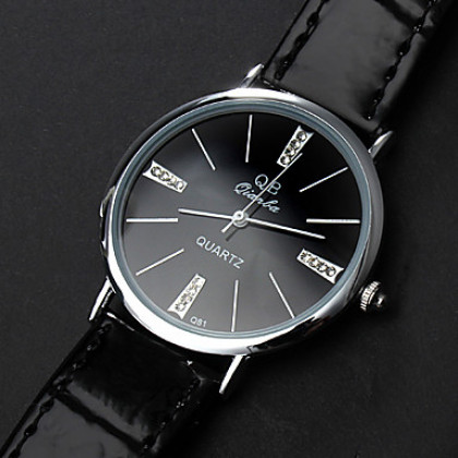Тонкий корпус пары стиль PU Аналоговый кварцевые наручные часы (разных цветов)