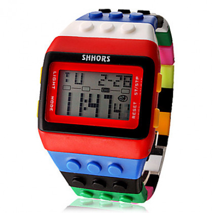 Цифровые наручные часы унисекс в стиле Лего со светодиодной подсветкой