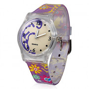 Цветочный дизайн пластиковых Аналоговые кварцевые наручные часы спорта (разноцветный)