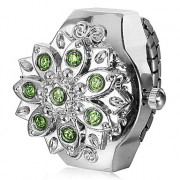 Цветочный образный Женские серебряные крышки сплава кварцевые часы кольцо (разных цветов)