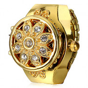Цветочный образный Женские золотые крышки Сплав Кварцевые часы Кольцо