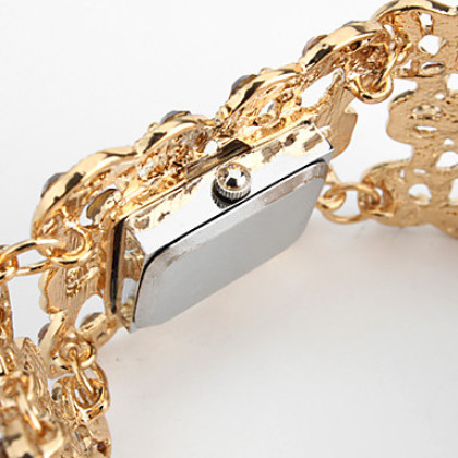 цветок женский стиль сплава аналоговые кварцевые часы браслет (золото)