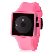 творческие две точки женщин набор силиконовой лентой Кварцевые аналоговые наручные часы (розовый)