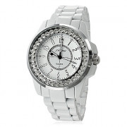 унисекс алмаз серебряный стальной корпус аналогового кварцевые наручные часы (белый)