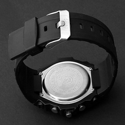 унисекс аналого-цифровых многофункциональных синий циферблат черный Резиновые наручные часы