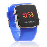 унисекс красный светодиод цифровые квадратный корпус синий силиконовой лентой наручные часы