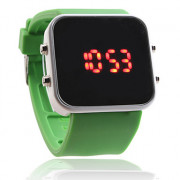 унисекс красный светодиод цифровые квадратный корпус зеленый силиконовой лентой наручные часы