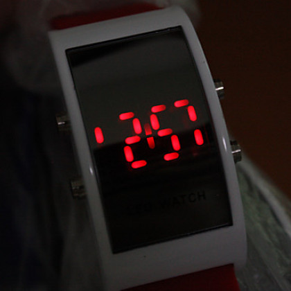 унисекс красный светодиод цифровые прямоугольник кейс розовый силиконовой лентой наручные часы