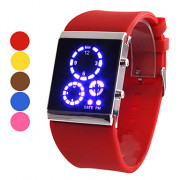унисекс круглый дисплей синий светодиод силиконовой лентой наручные часы (разных цветов)