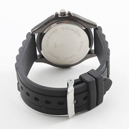 унисекс металлический диск дизайн силиконового аналоговые кварцевые наручные часы со скелетом (черный)