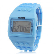 унисекс многофункциональный цифровой блок кирпичей стиль группы наручные часы (синий)