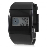 унисекс многофункциональный цифровой резинкой наручные часы (черный)