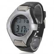 унисекс мульти-функциональный стиль серебристых резиновые цифровые автоматические наручные часы с монитор сердечного ритма (черный)