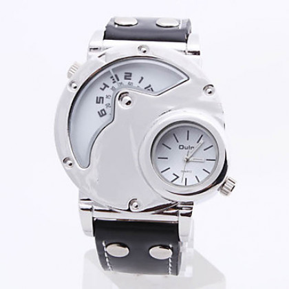 унисекс ПУ аналоговые кварцевые наручные часы бизнесе (2 часовой пояс, белый)