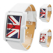 унисекс ПУ аналоговые кварцевые наручные часы с логотипом флаг (белый)