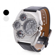 унисекс ПУ аналоговый мульти-движения наручные часы (2 часового пояса, разные цвета)