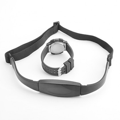 унисекс резиновые цифровых светодиодных наручные спортивные часы с частотой сердечных сокращений (черный)