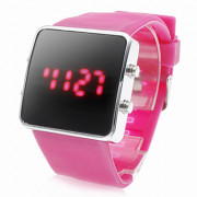 унисекс силиконовые спортивного стиля красный светодиод наручные часы (розовый)