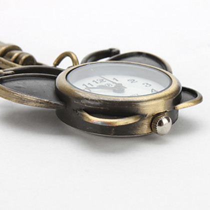 унисекс сплава аналоговые кварцевые часы брелок с бабочкой (бронза)