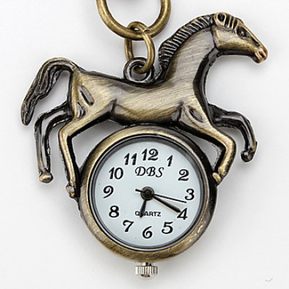 унисекс сплава аналоговые кварцевые часы брелок с лошадью (бронза)