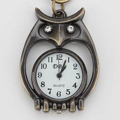 унисекс сплава аналоговые кварцевые часы брелок с полыми сова (бронза)