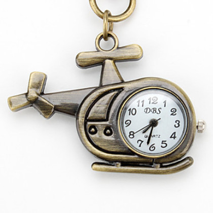 унисекс сплава аналоговые кварцевые часы брелок с вертолета (бронза)