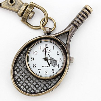 унисекс сплава аналоговые кварцевые часы с брелка бадминтонная ракетка (бронза)