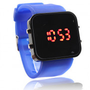 унисекс светодиодный цифровой квадратный корпус синий силиконовой лентой наручные часы