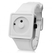 унисекс творческих два набора точек силиконовой лентой Кварцевые аналоговые наручные часы (белый)