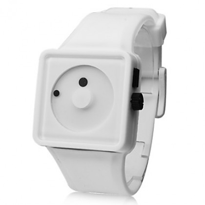 унисекс творческих два набора точек силиконовой лентой Кварцевые аналоговые наручные часы (белый)