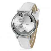 В форме сердца Женские Translucence набора PU Группа Кварцевые аналоговые наручные часы (белый)
