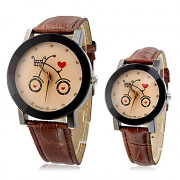 Велосипед пары шаблон PU Аналоговые кварцевые наручные часы (разные цвета полоса)