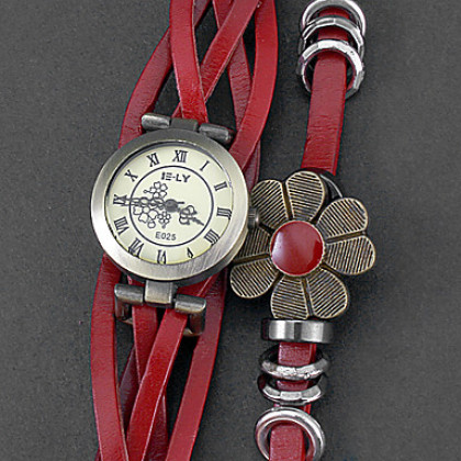 Vintage Style Женские набора PU Группа Кварцевые аналоговые наручные часы (ассорти