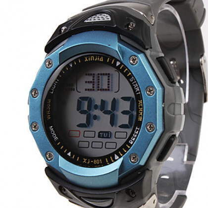 водонепроницаемая цифровая многофункциональная эль свет автоматические часы с календарем и хронографом и тревоги - синий