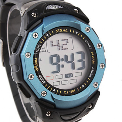 водонепроницаемая цифровая многофункциональная эль свет автоматические часы с календарем и хронографом и тревоги - синий