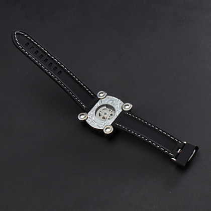 вскользь стиле силиконовый аналоговые механические наручные часы (черный)